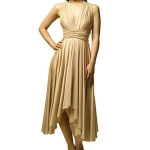Butter By Nadia Convertible Infinity Wrap Dress in Champagne. Size O/S